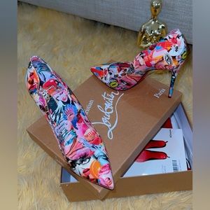 Shoes 100 mm heel,Hot chick collageprint Patent Leather Pumps Multicolor size 39